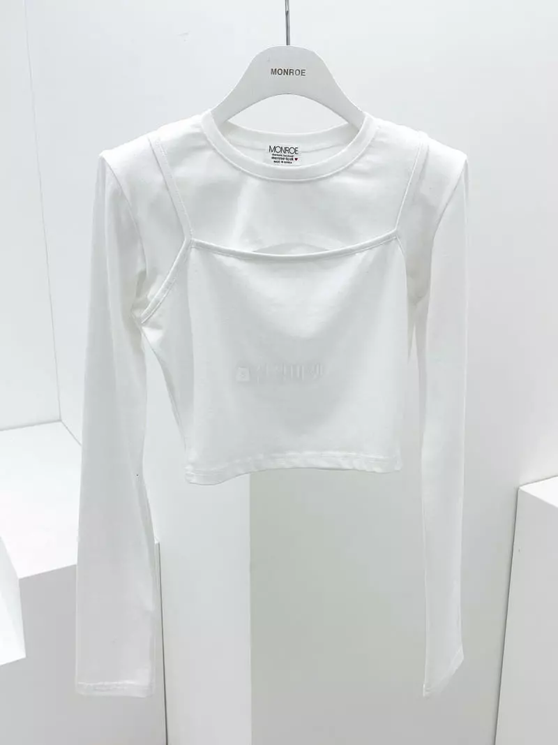 Monroe - Korean Women Fashion - #womensfashion - Long Sleeves Slit Tee - 5