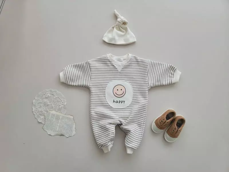 Moran - Korean Baby Fashion - #babyootd - Bebe Happy Bodysuit Set - 3