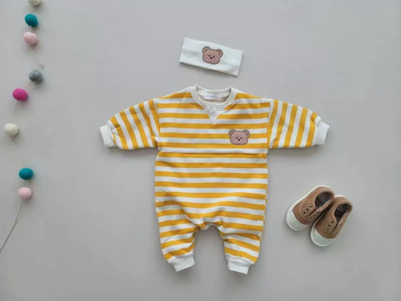 Moran - Korean Baby Fashion - #babyoutfit - Bebe Fleece Bear Bodysuit Set - 4
