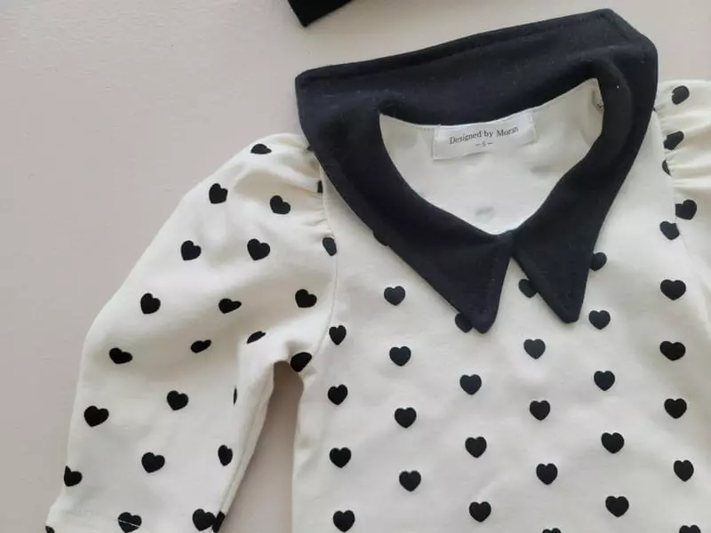 Moran - Korean Baby Fashion - #onlinebabyshop - Bebe Mini Heart Bodysuit Set - 6