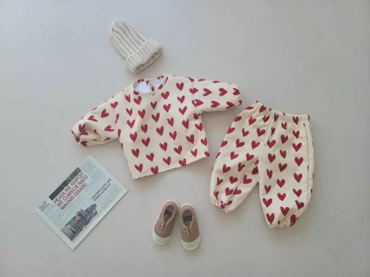 Moran - Korean Children Fashion - #childofig - Love Padding Top Bottom Set