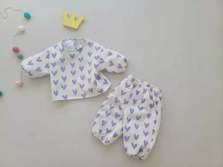 Moran - Korean Children Fashion - #childofig - Love Padding Top Bottom Set - 2