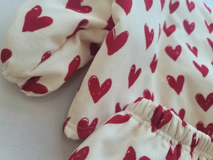 Moran - Korean Children Fashion - #childrensboutique - Love Padding Top Bottom Set - 3