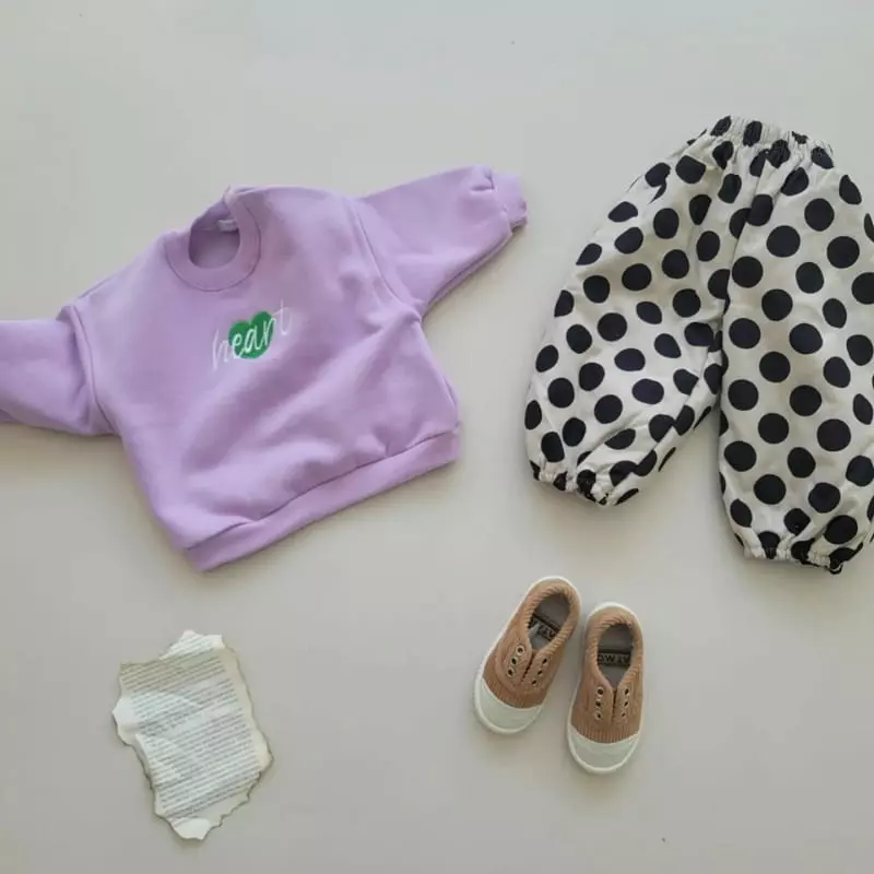 Moran - Korean Children Fashion - #designkidswear - Heart Embrodiery Sweatshirt - 3