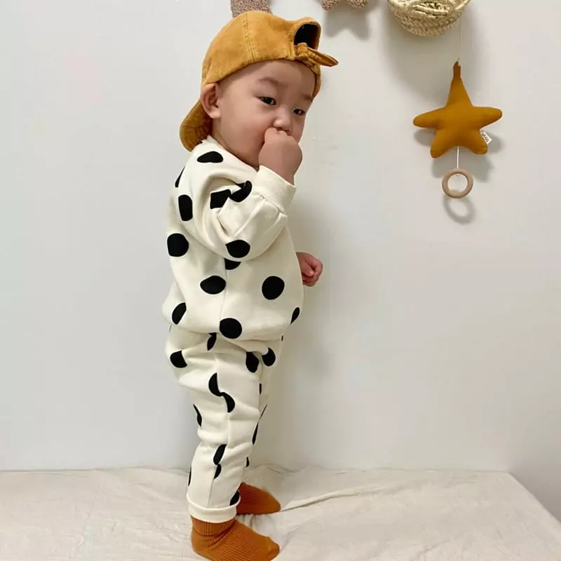 Moran - Korean Children Fashion - #fashionkids - Fleece Bubble Top Bottom Set - 3