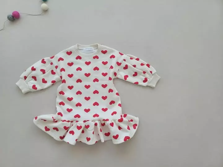 Moran - Korean Children Fashion - #fashionkids - Heart Fleece One-piece - 2