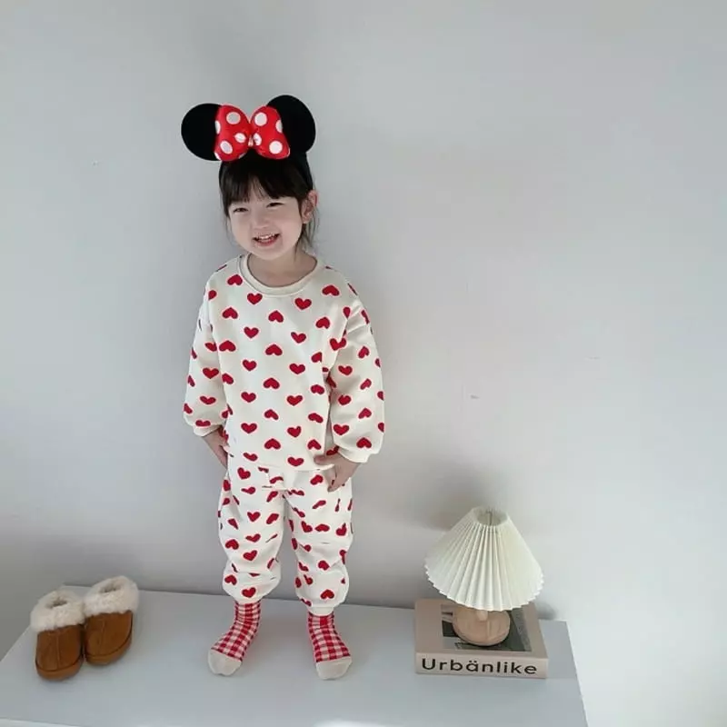 Moran - Korean Children Fashion - #kidsshorts - Fleece Heart Candy Set - 6