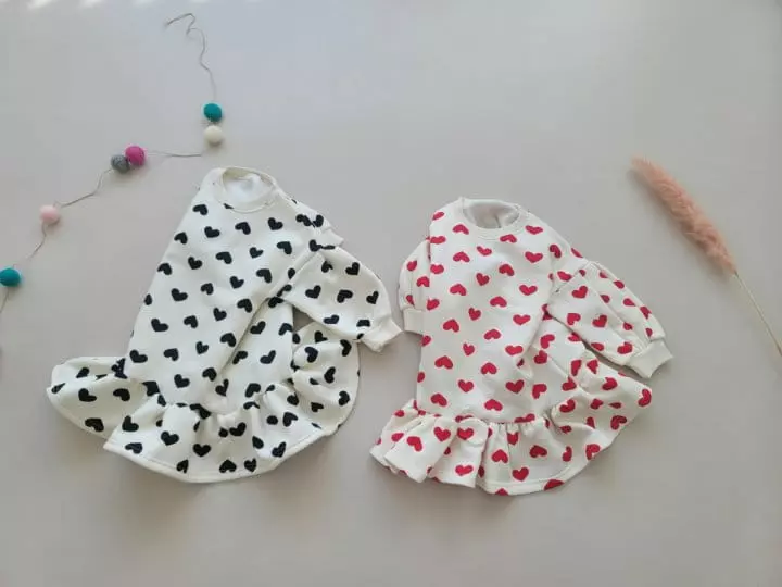 Moran - Korean Children Fashion - #kidsshorts - Heart Fleece One-piece - 3