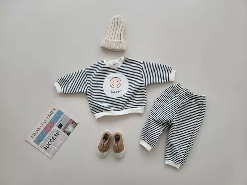 Moran - Korean Children Fashion - #kidsshorts - Happy Fleece Top Bottom Set - 5