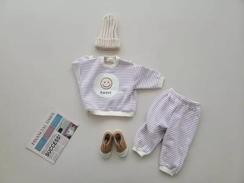 Moran - Korean Children Fashion - #kidsstore - Happy Fleece Top Bottom Set - 6