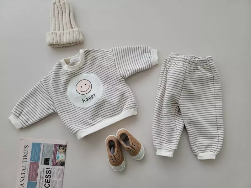 Moran - Korean Children Fashion - #minifashionista - Happy Fleece Top Bottom Set - 11