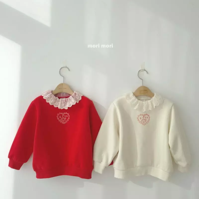 Mori Mori - Korean Children Fashion - #kidsshorts - Lace Heart Tee - 10