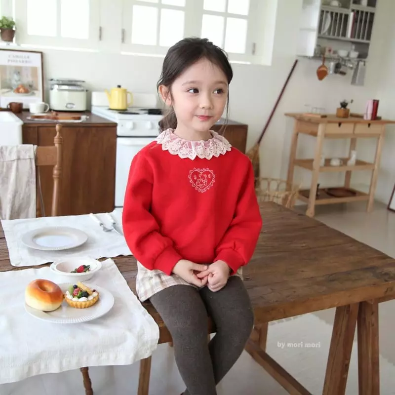 Mori Mori - Korean Children Fashion - #kidzfashiontrend - Lace Heart Tee - 12