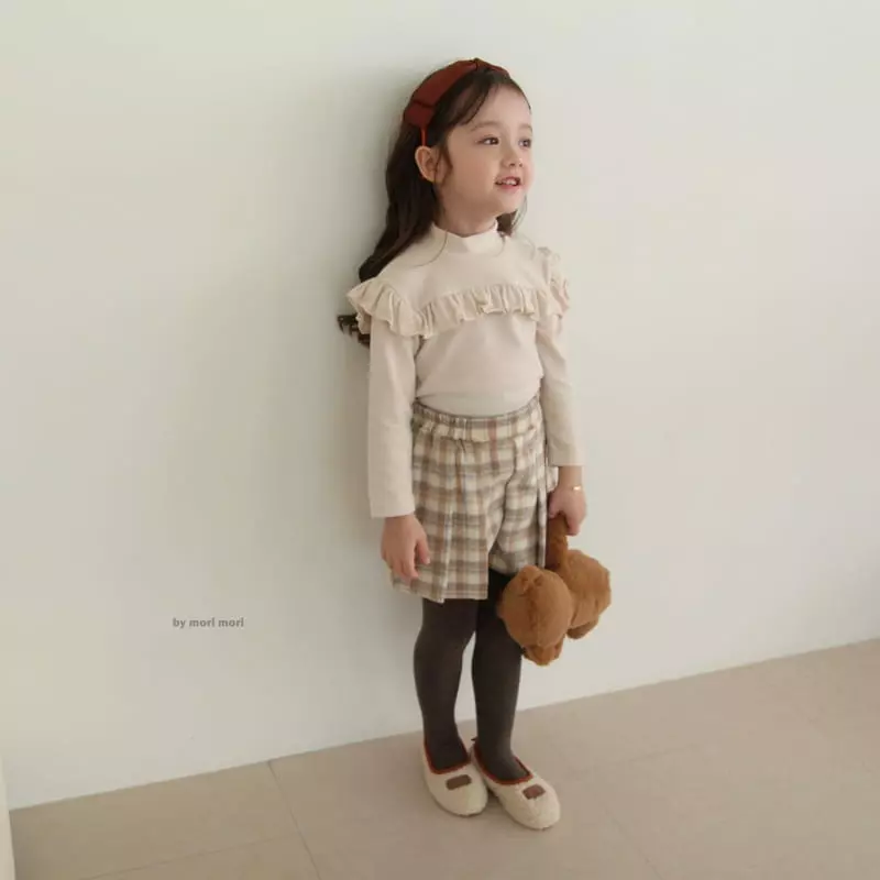 Mori Mori - Korean Children Fashion - #kidzfashiontrend - Check Skirt Pants - 3