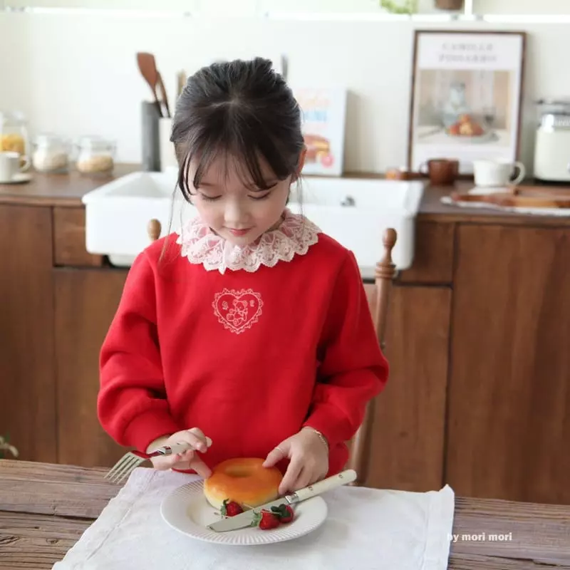 Mori Mori - Korean Children Fashion - #todddlerfashion - Lace Heart Tee - 2