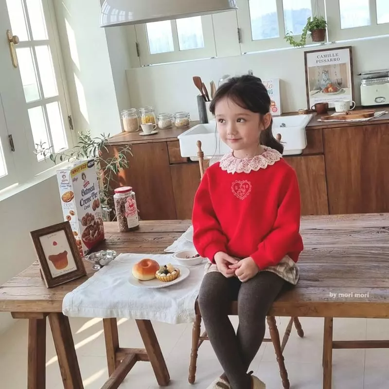 Mori Mori - Korean Children Fashion - #toddlerclothing - Lace Heart Tee - 3