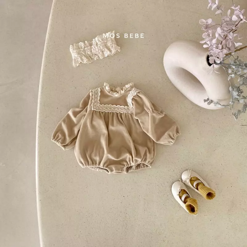 Mos Bebe - Korean Baby Fashion - #babyboutiqueclothing - Veloure Lace Bodysuit - 7