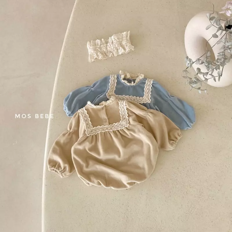 Mos Bebe - Korean Baby Fashion - #babygirlfashion - Veloure Lace Bodysuit - 11
