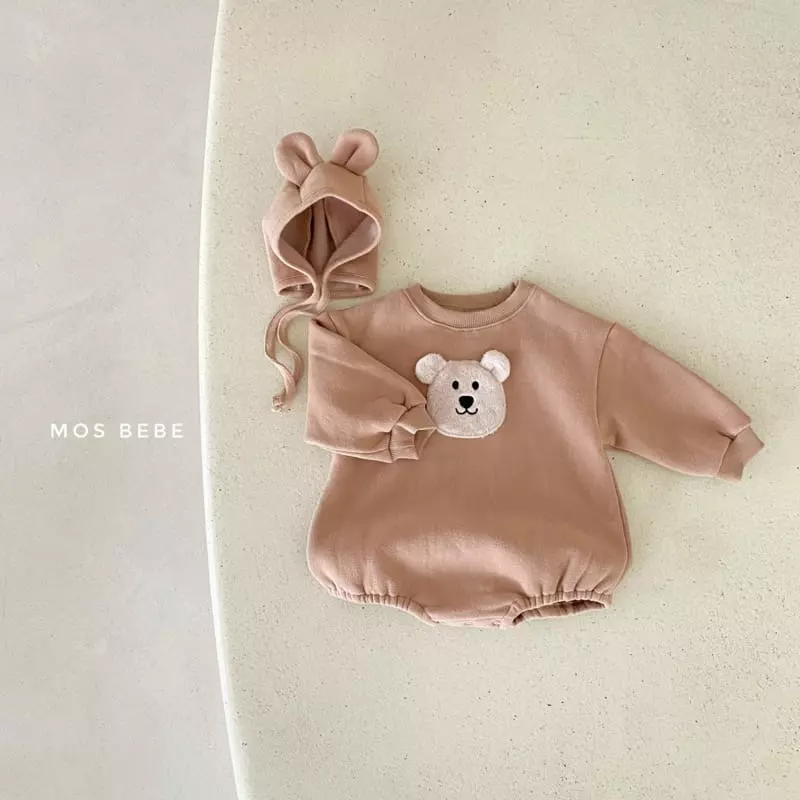 Mos Bebe - Korean Baby Fashion - #babyootd - Bear Face Bodysuit - 5