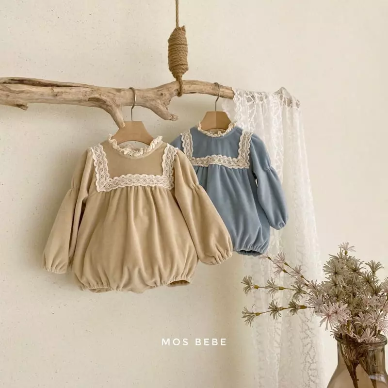 Mos Bebe - Korean Baby Fashion - #babyoutfit - Veloure Lace Bodysuit