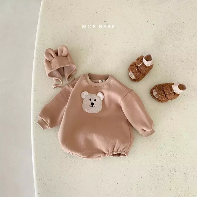 Mos Bebe - Korean Baby Fashion - #babyoutfit - Bear Face Bodysuit - 6