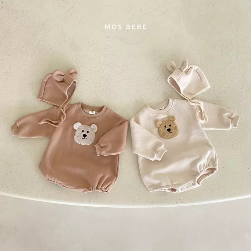Mos Bebe - Korean Baby Fashion - #babyoutfit - Bear Face Bodysuit - 7