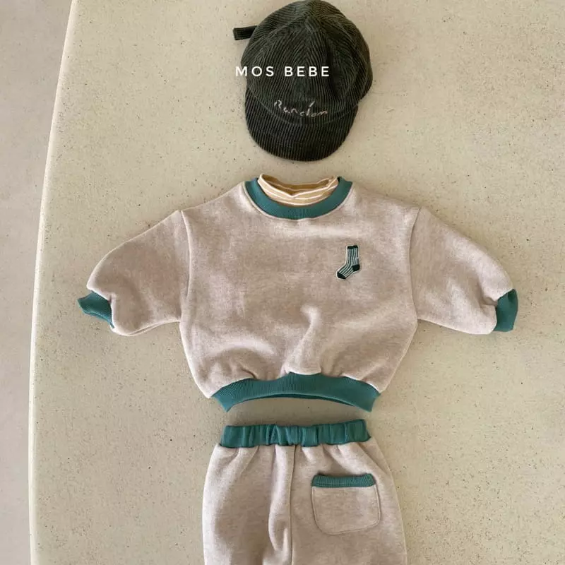 Mos Bebe - Korean Baby Fashion - #babyoutfit - Socks Color Top Bottom Set - 5