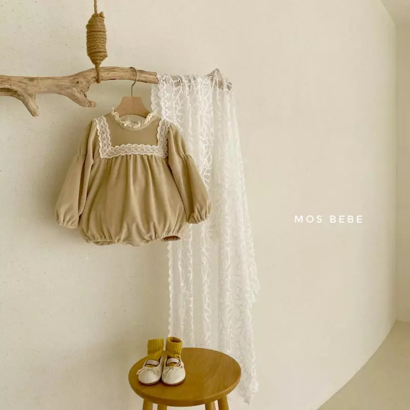 Mos Bebe - Korean Baby Fashion - #babywear - Veloure Lace Bodysuit - 2