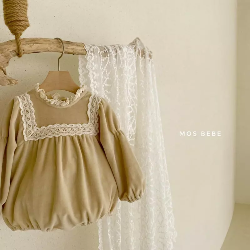 Mos Bebe - Korean Baby Fashion - #onlinebabyboutique - Veloure Lace Bodysuit - 3