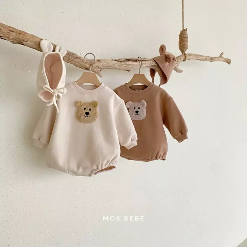 Mos Bebe - Korean Baby Fashion - #onlinebabyboutique - Bear Face Bodysuit - 9