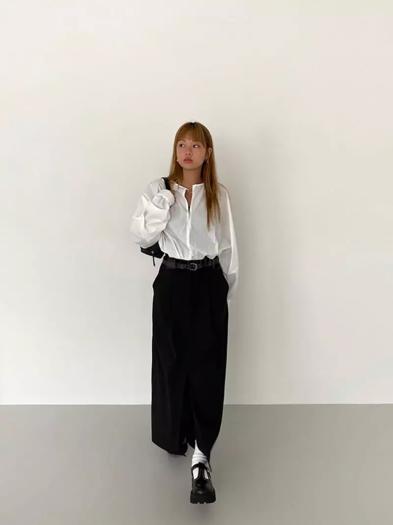 Mosaic - Korean Women Fashion - #pursuepretty - Belt Loose Skirt - 12