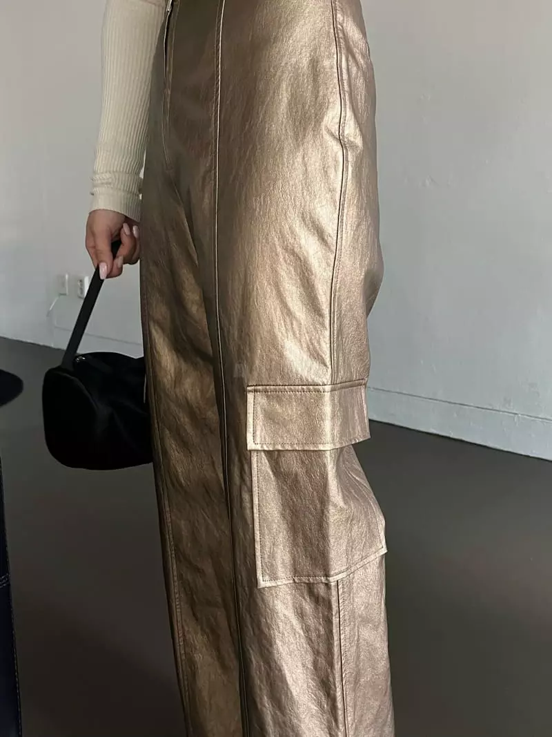 Mosaic - Korean Women Fashion - #pursuepretty - Leather Pocket Pants - 10