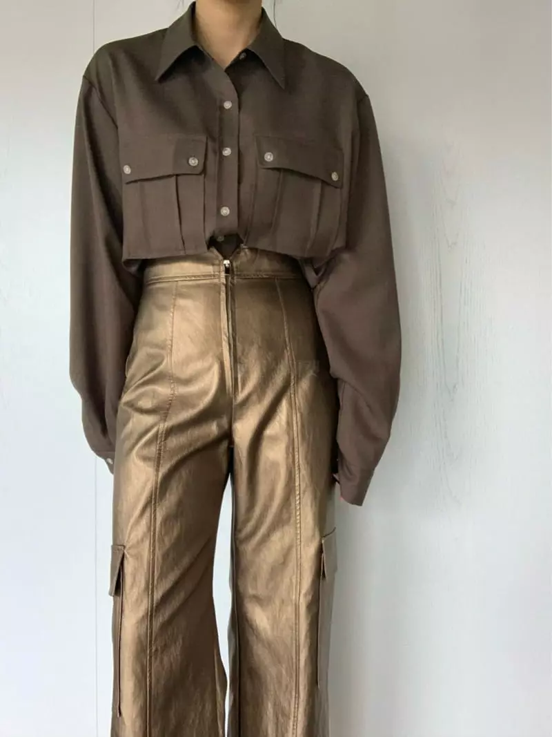 Mosaic - Korean Women Fashion - #vintagekidsstyle - Leather Pocket Pants - 9