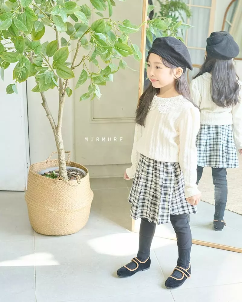 Murmure - Korean Children Fashion - #Kfashion4kids - Check Wrinkle Skirt Leggings - 6