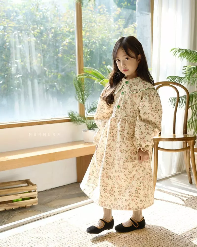 Murmure - Korean Children Fashion - #childofig - Rib Flower One-piece - 4