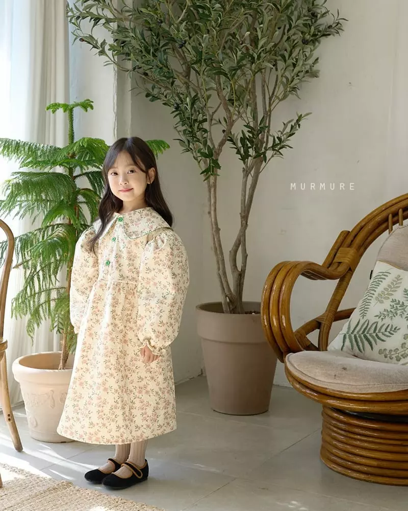Murmure - Korean Children Fashion - #fashionkids - Rib Flower One-piece - 7