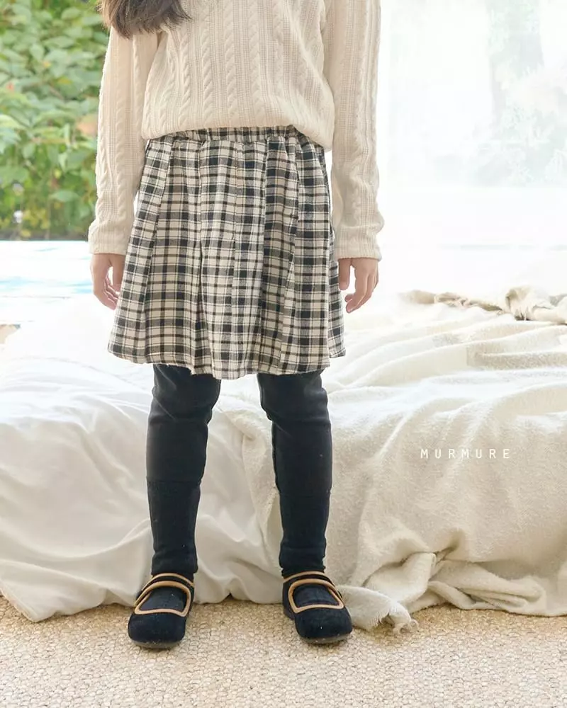 Murmure - Korean Children Fashion - #kidsshorts - Check Wrinkle Skirt Leggings - 3
