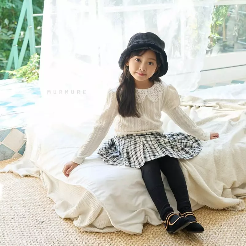 Murmure - Korean Children Fashion - #kidzfashiontrend - Check Wrinkle Skirt Leggings - 5