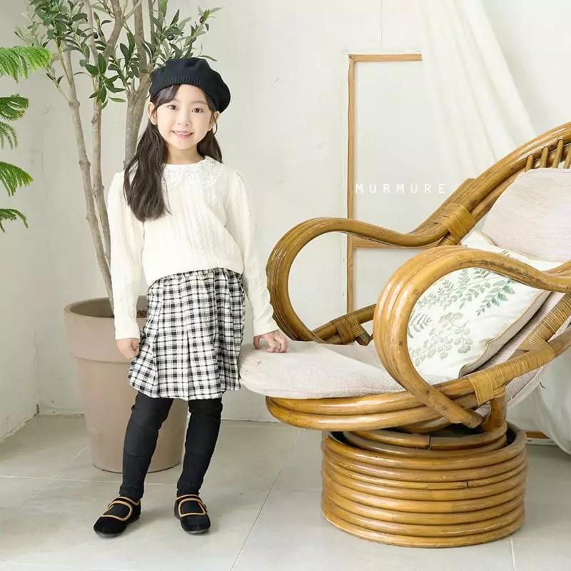 Murmure - Korean Children Fashion - #magicofchildhood - Check Wrinkle Skirt Leggings - 8