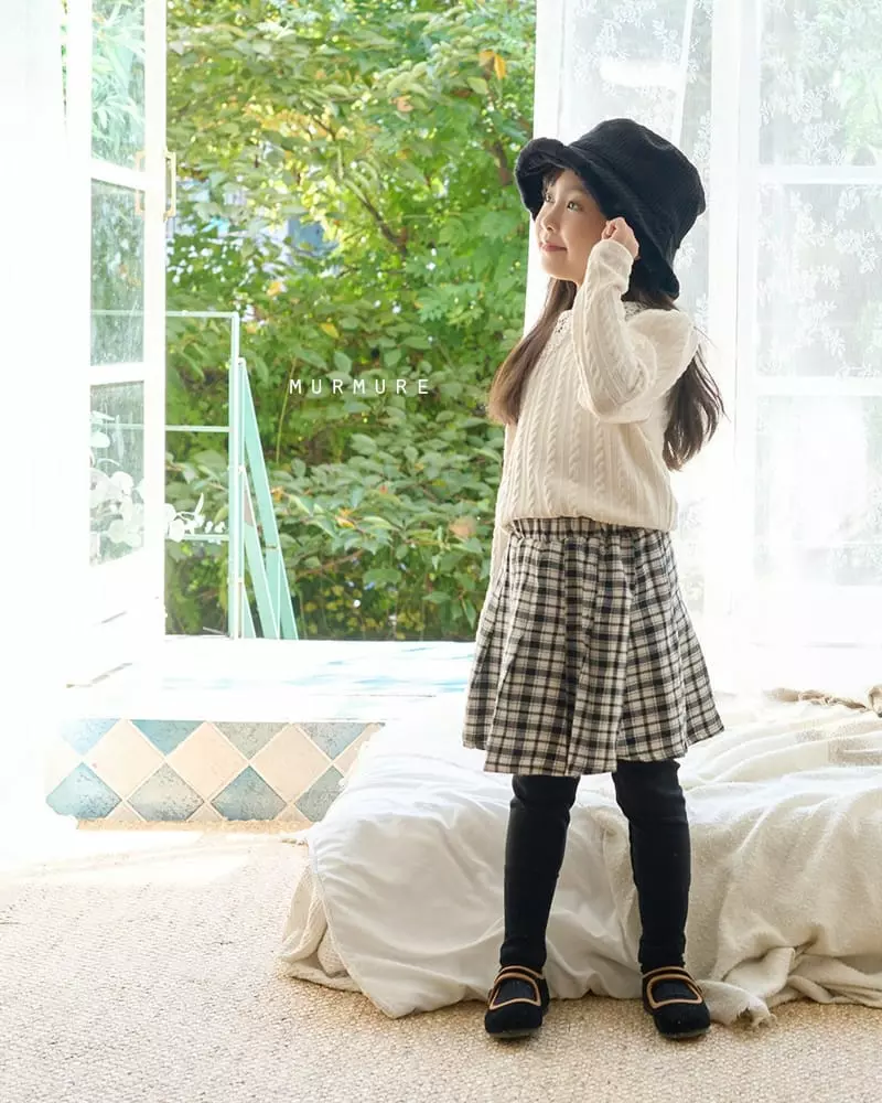 Murmure - Korean Children Fashion - #minifashionista - Check Wrinkle Skirt Leggings - 9