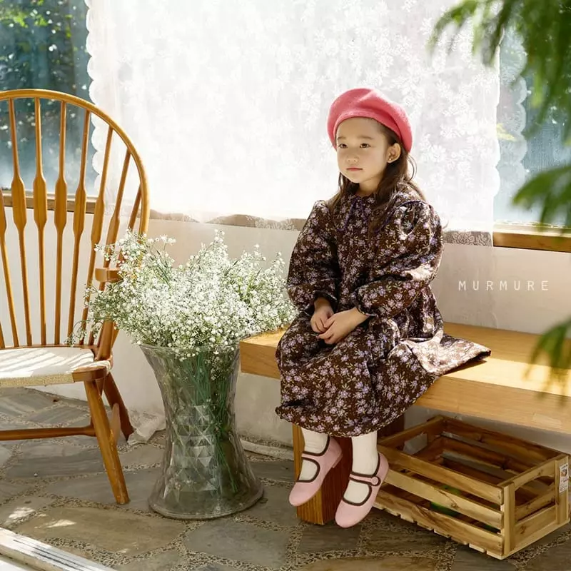 Murmure - Korean Children Fashion - #toddlerclothing - Rib Flower One-piece