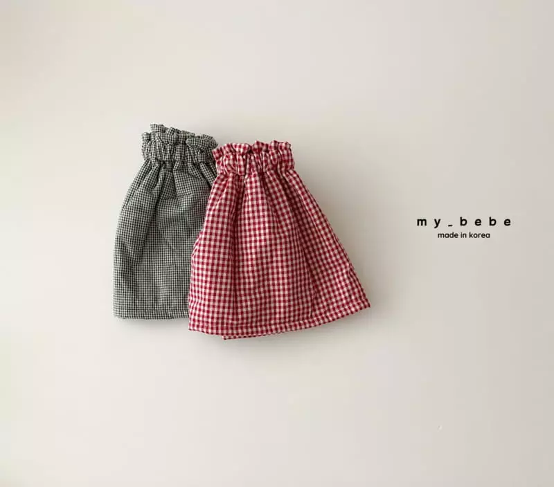 My Bebe - Korean Baby Fashion - #babyboutique - Check Bonding Skirt - 3