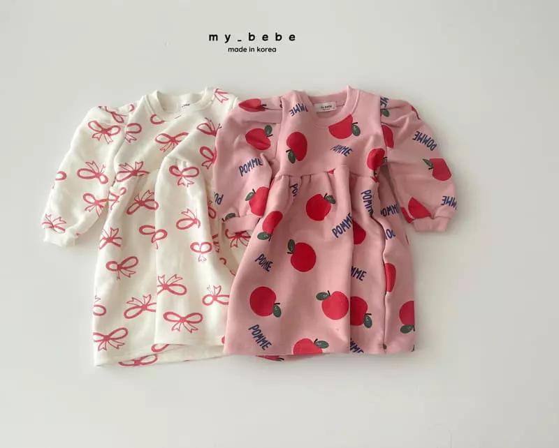 My Bebe - Korean Baby Fashion - #babyboutique - Ribbon Apple One-piece