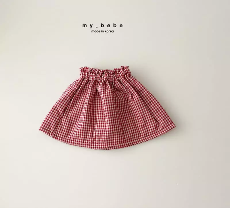 My Bebe - Korean Baby Fashion - #babyboutiqueclothing - Check Bonding Skirt - 5