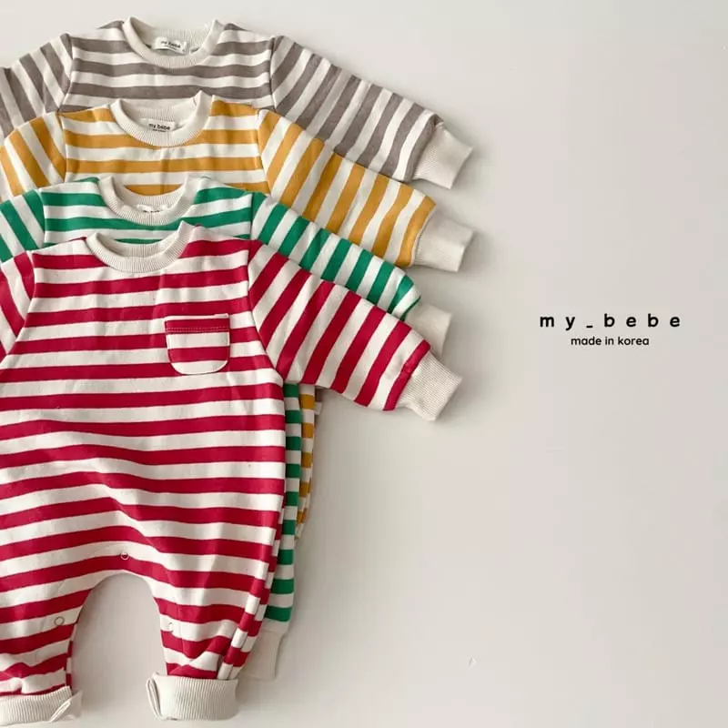 My Bebe - Korean Baby Fashion - #babyboutiqueclothing - Winter Stripes Bodysuit - 2