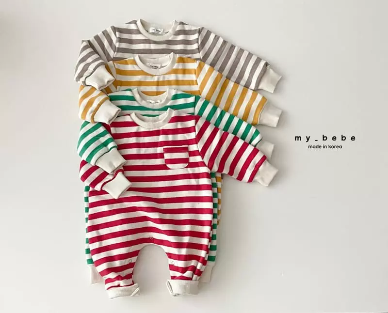 My Bebe - Korean Baby Fashion - #babyclothing - Winter Stripes Bodysuit - 3