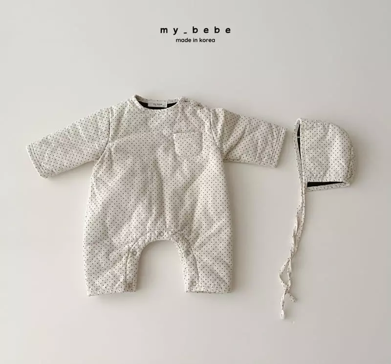 My Bebe - Korean Baby Fashion - #babyclothing - Classic Bonding Bodysuit With Bonnet - 2