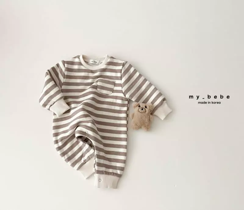 My Bebe - Korean Baby Fashion - #babyclothing - Winter Stripes Bodysuit - 4