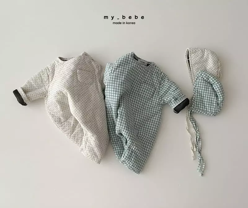 My Bebe - Korean Baby Fashion - #babyfashion - Classic Bonding Bodysuit With Bonnet - 3