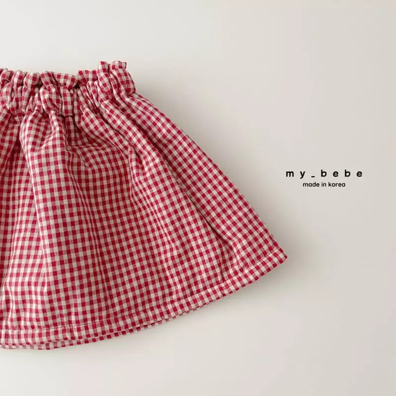 My Bebe - Korean Baby Fashion - #babyfever - Check Bonding Skirt - 8